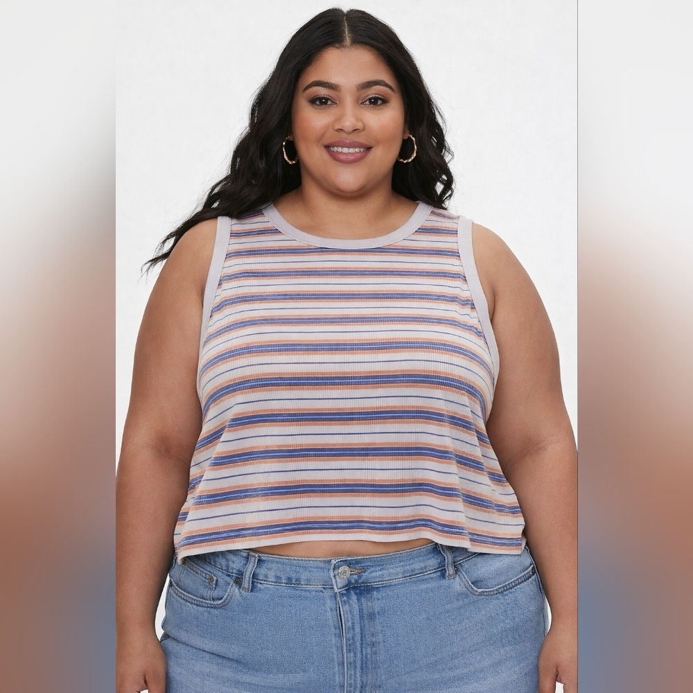 BP Multicolor Striped Cropped Tank Top
